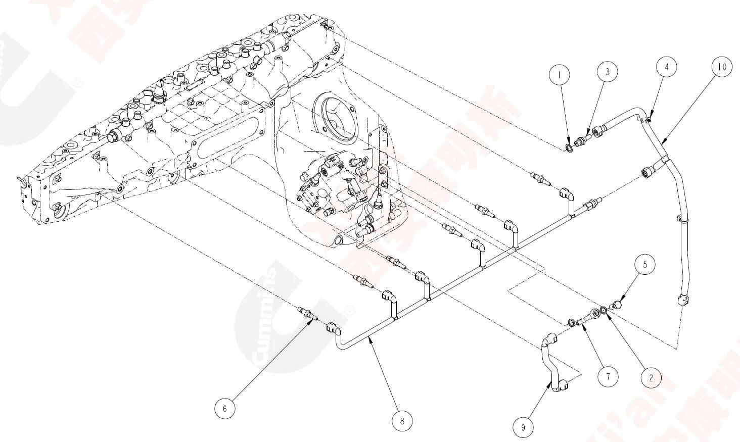 Обратный топливный трубопровод — Cummins M13 SO75330